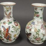 Pair of Decorated Butterfly Vases