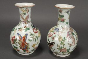 Pair of Decorated Butterfly Vases