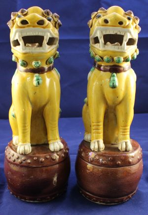 Pair Of Porcelain Lion Dog Figures