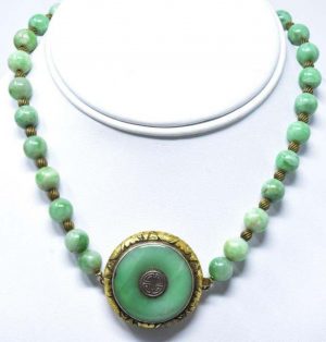 Jade Bead & Bi Disc Necklace