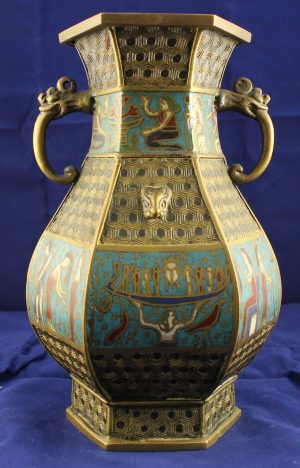 Champlevé Enamel Egyptian Revival Vase