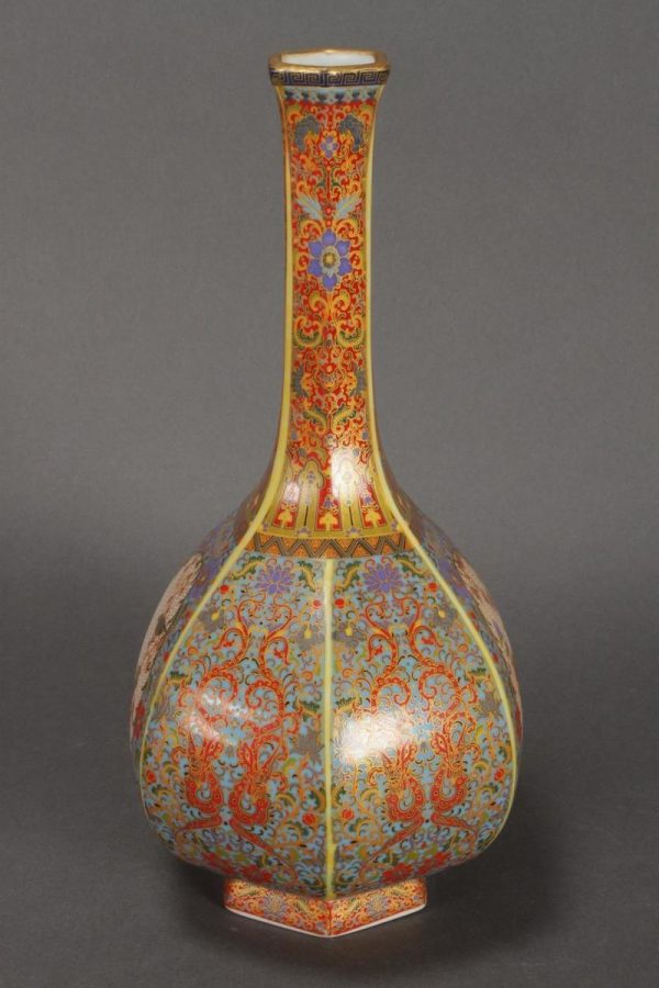 Highly Decorated Bottle Shaped Vase